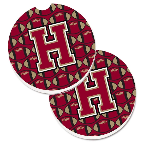 Carolines Treasures Letter H Football Garnet and Gold Set of 2 Cup Holder Car Coaster CJ1078-HCARC - main